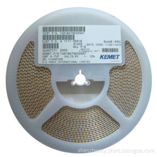 KEMET Tantalum Capacitors, T491B475K025AT 4.7UF 25V 10% 1411, B Case